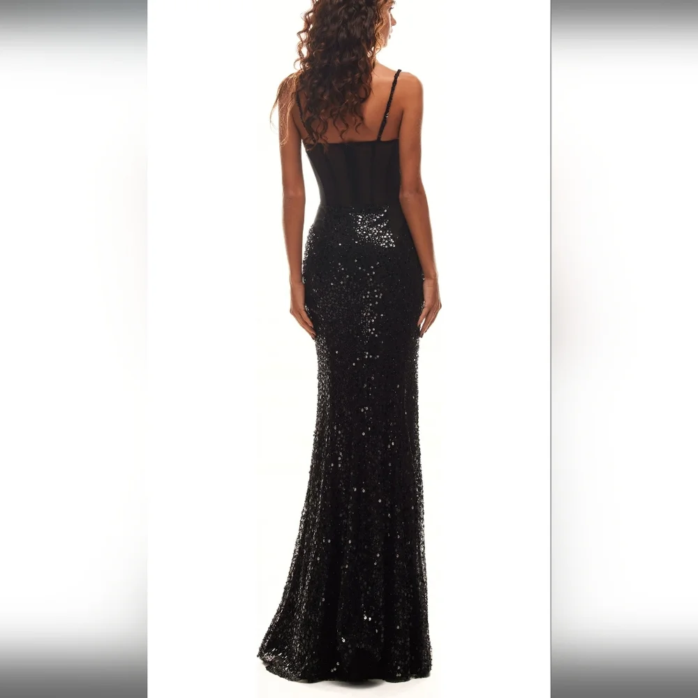 NWT Milla Bizzare Fully Sequined Tie-Straps Maxi Dress - Picture 3 of 14